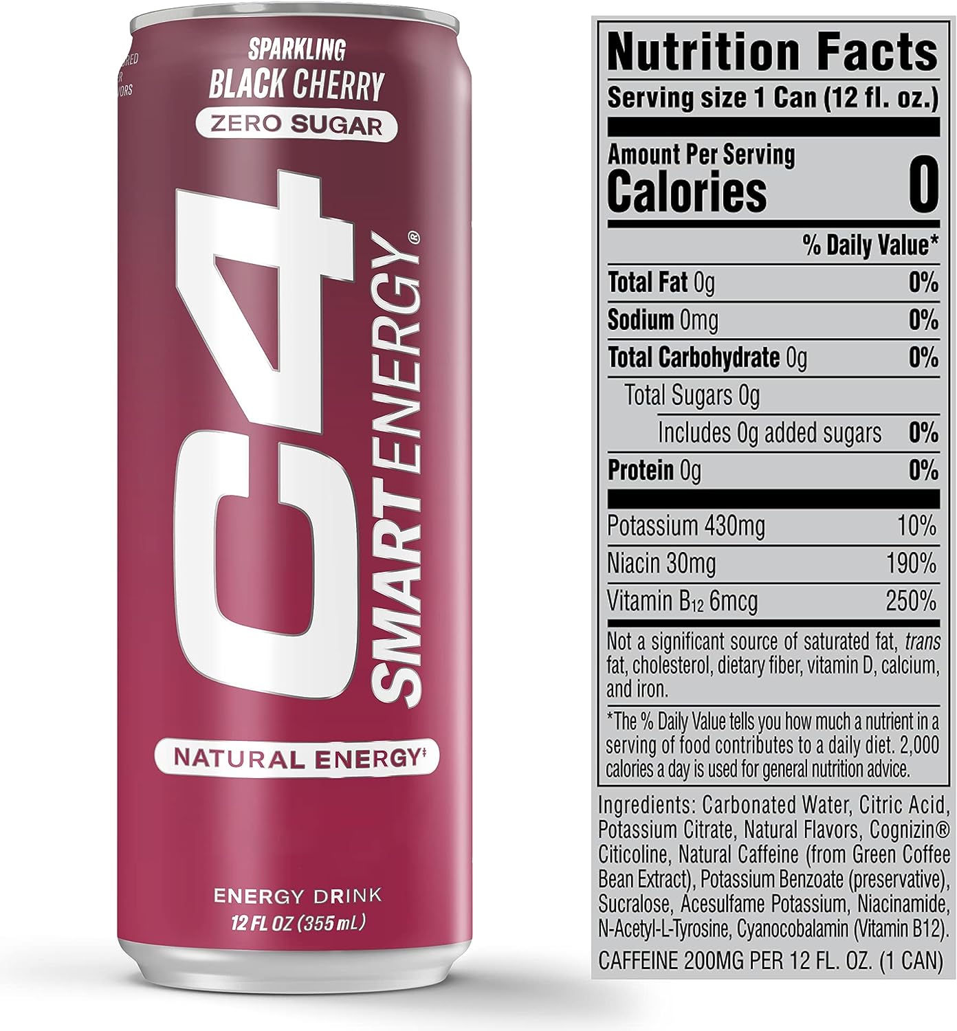 C4 Smart Energy Drink - Sugar Free Performance Fuel & Nootropic Brain Booster， Coffee Substitute or Alternative | Peach Mango Nectar 12 Oz - 12 Pack - Image 3